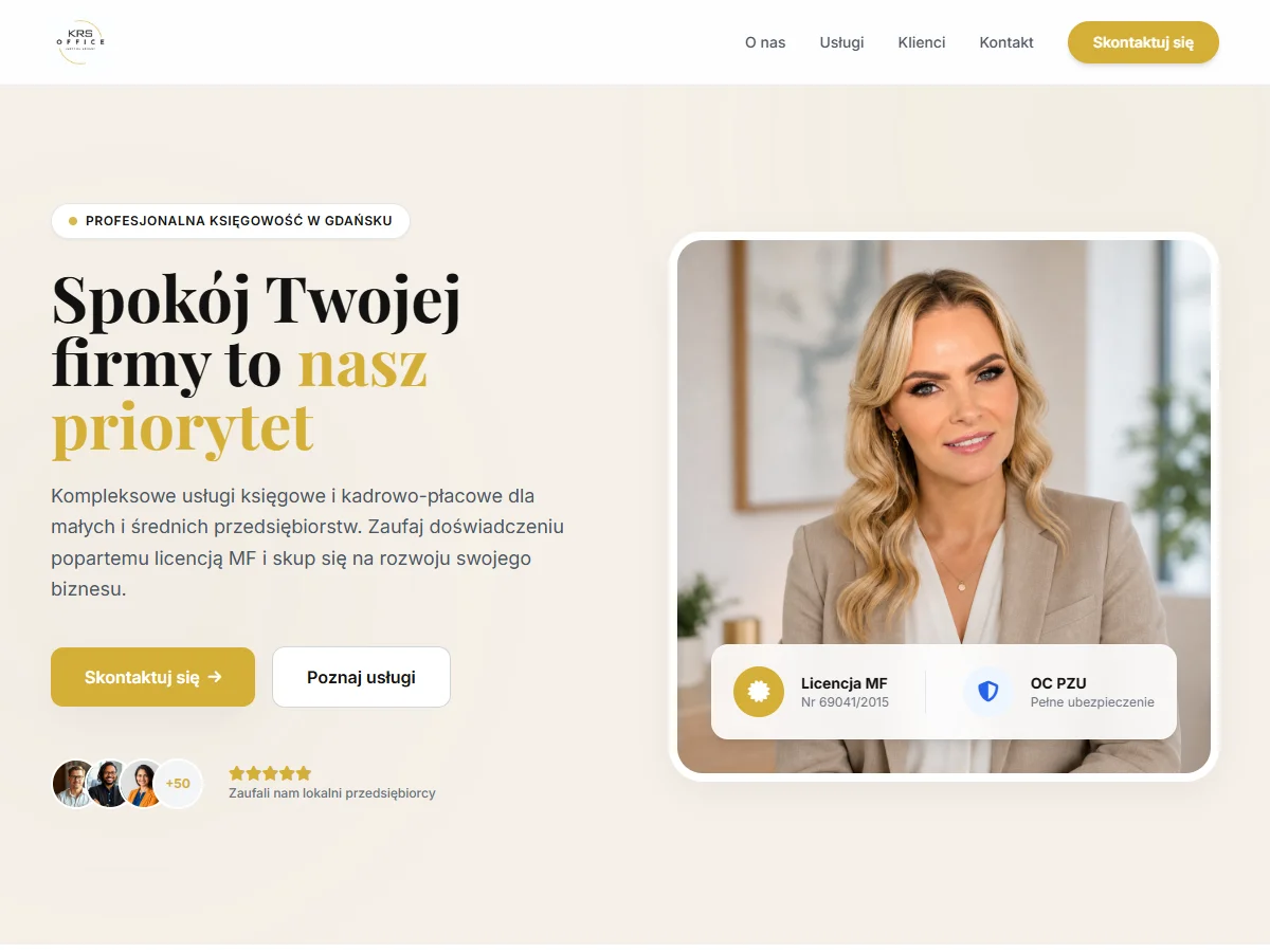 Wariant Elegancki strony głównej dla KRS-Office